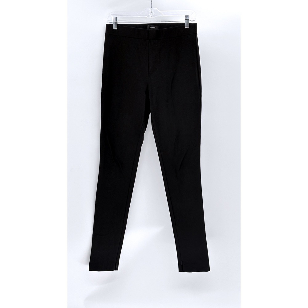 Theory Pants High‎ Waist Women Size 8 Black Zip Bottom Pull On Career Slim Fit